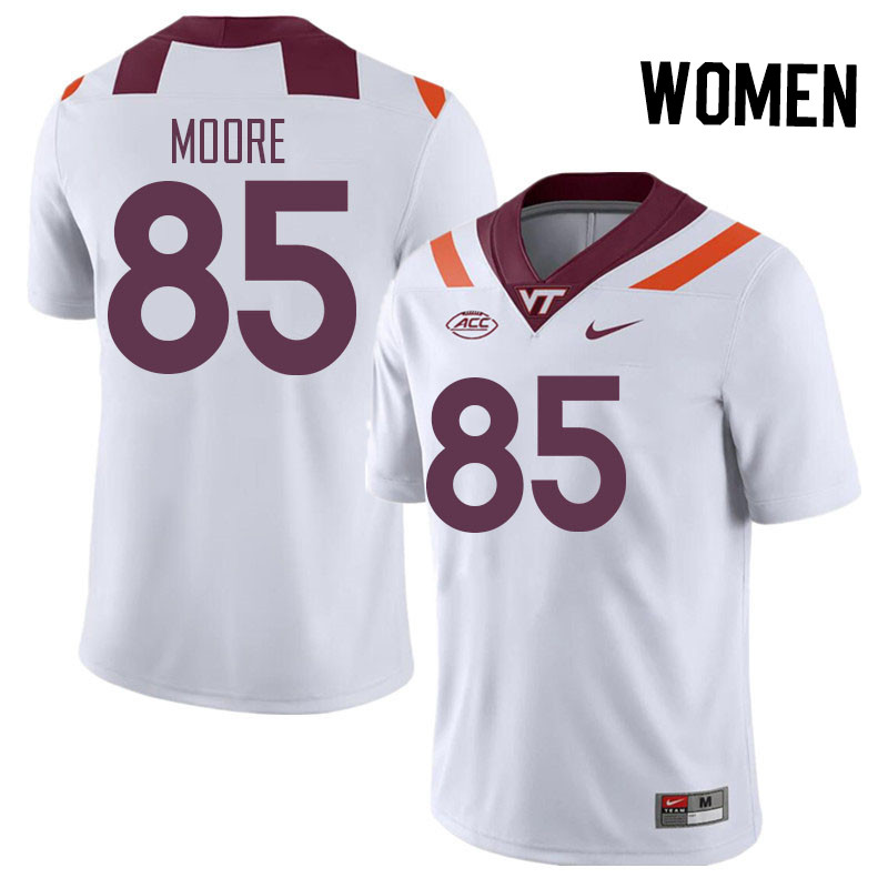 Women #85 Peter Moore Virginia Tech Hokies College Football Jerseys Stitched Sale-White